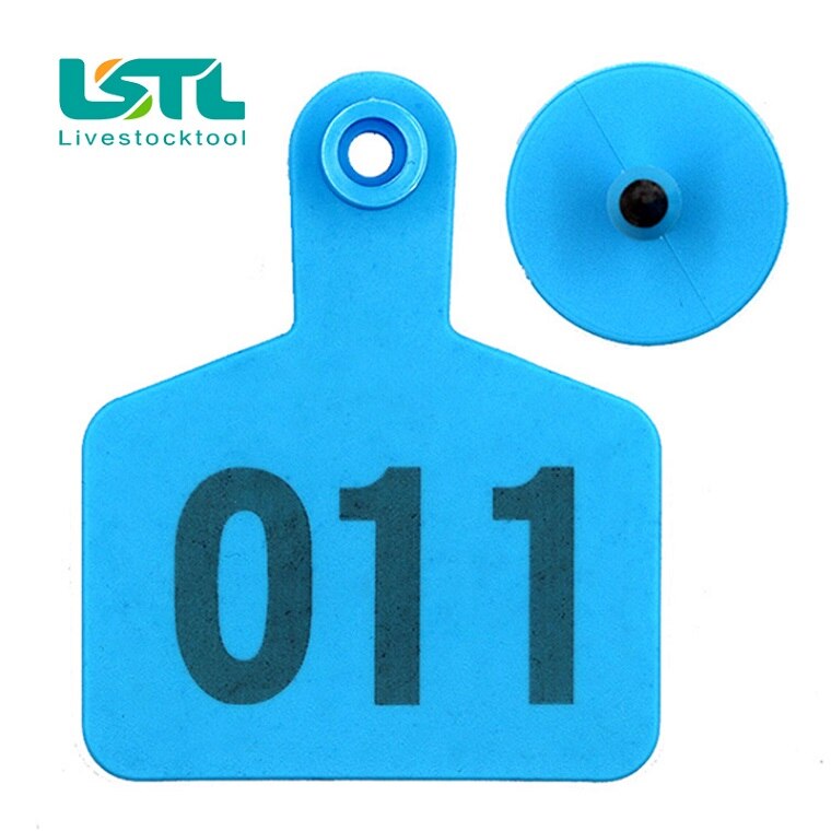 100 Stuks Vee Koe Oor Tag Borden Oor Kaarten Met Woorden Typen Koperen Hoofd Oorbellen Farm Animal Identificatiekaart: Blue