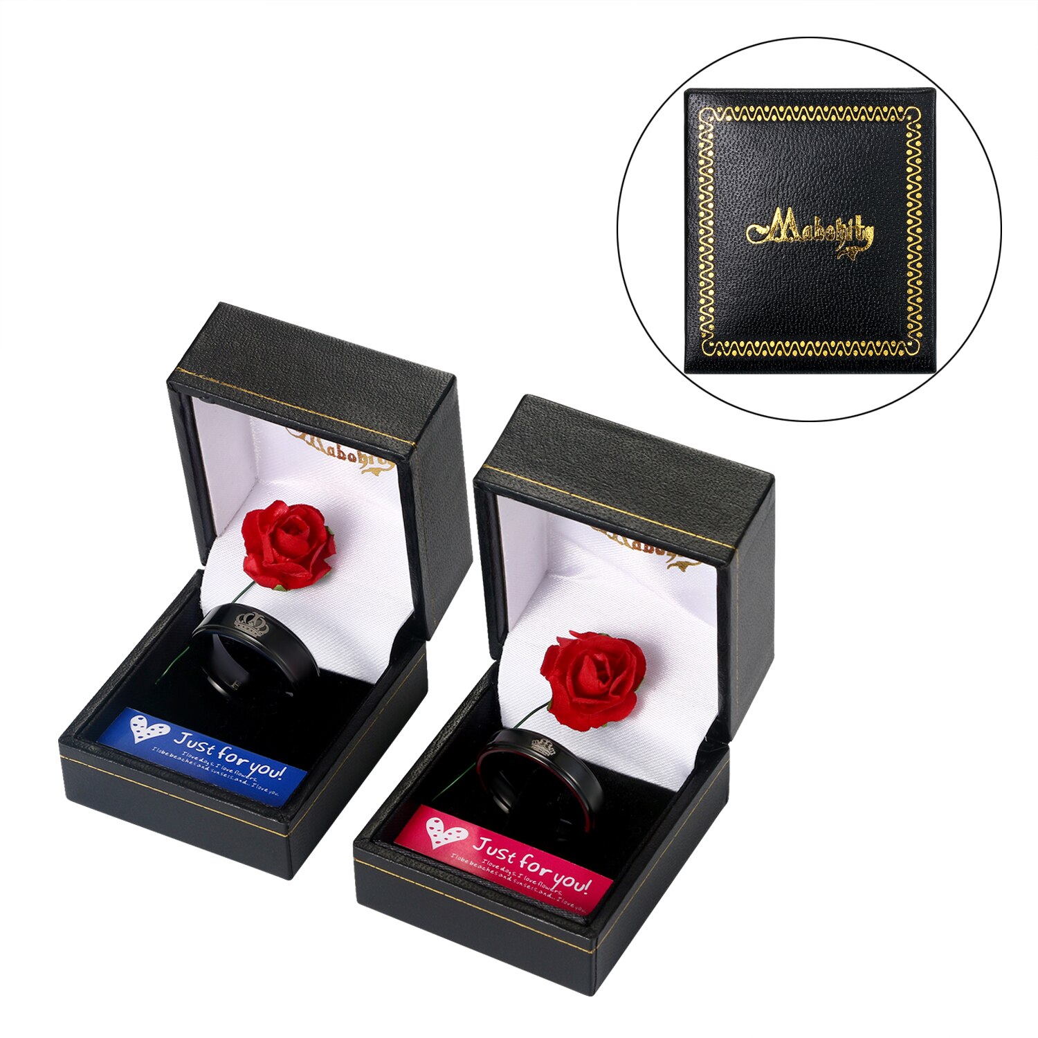 BONISKISS Her King His Queen Titanium Steel Couple Rings Wedding Band Set Anniversary Engagement Promise Ring Lovers