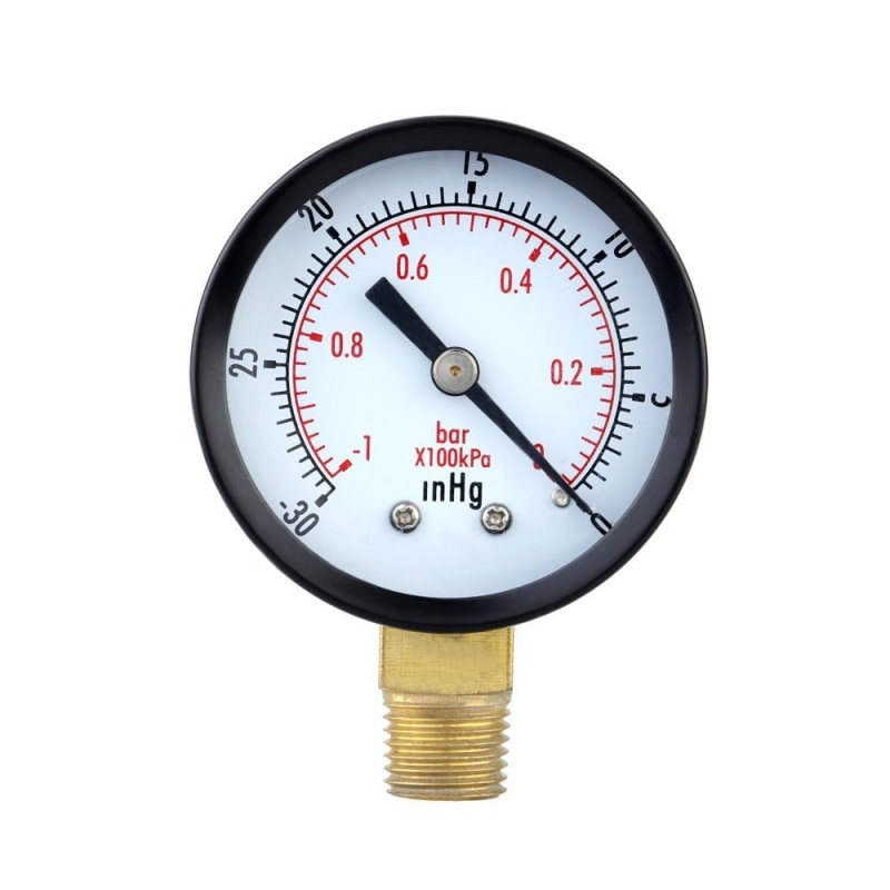 Pressure Gauge - 0 ~ -30inHg 0 ~ -1 bar Mini Dial Air Pressure Gauge Barometer meters Vacuum gauge dual scale dial Black