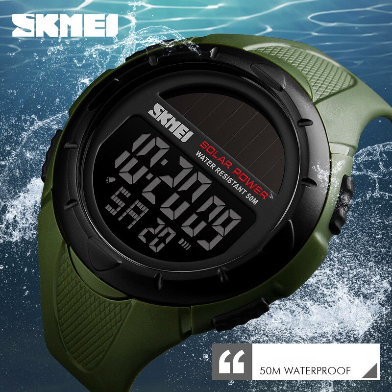 Luxe outdoor herenhorloges skmei waterdicht zonne-energie digitaal horloge herenhorloge sporthorloges relogio masculino