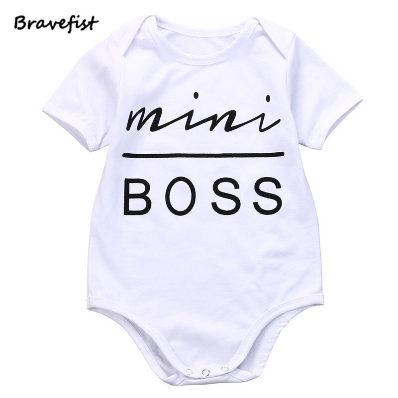 Verano recién nacido mamelucos de manga corta Mini dibujo Boss bebé niñas niños mono carta mameluco Infantil ropa overoles: 18 meses
