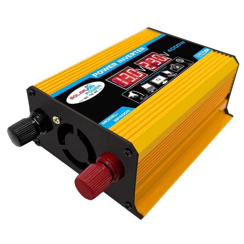 Auton invertteri 4000w huipputeho invertteri jännitemuunnin muuntaja invertteri + lcd-näyttö