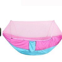 MYJ Portable Outdoor Camping Hammock Automatic Quick Opening Mosquito Free Hammock Fabric Hanging Bed Hunting Swing Pop-up tent: Pink