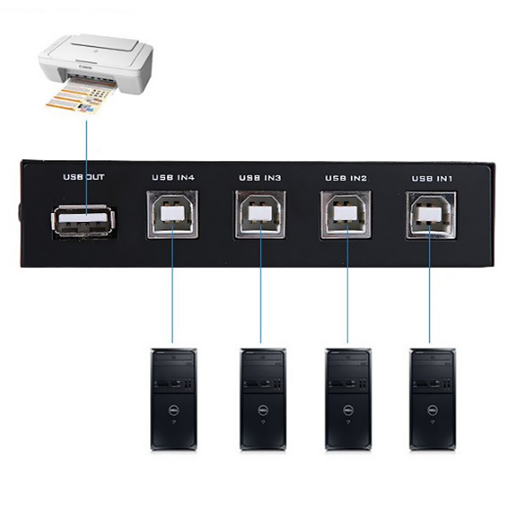 USB 2,0 teilen schalten, 4 Hafen Hub KVM Swtiches Für PC Scanner Drucker (Pack von 1)