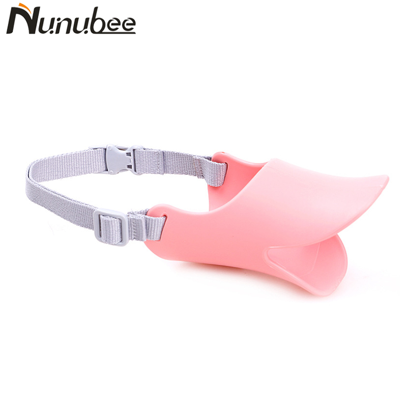 Nunubee Dog Muzzle Silicone Duckbill Cute Duck Mouth Muzzle Bark Bite Stop Small Dog Anti-bite Masks For Dog Pets Products: Pink / 16CM
