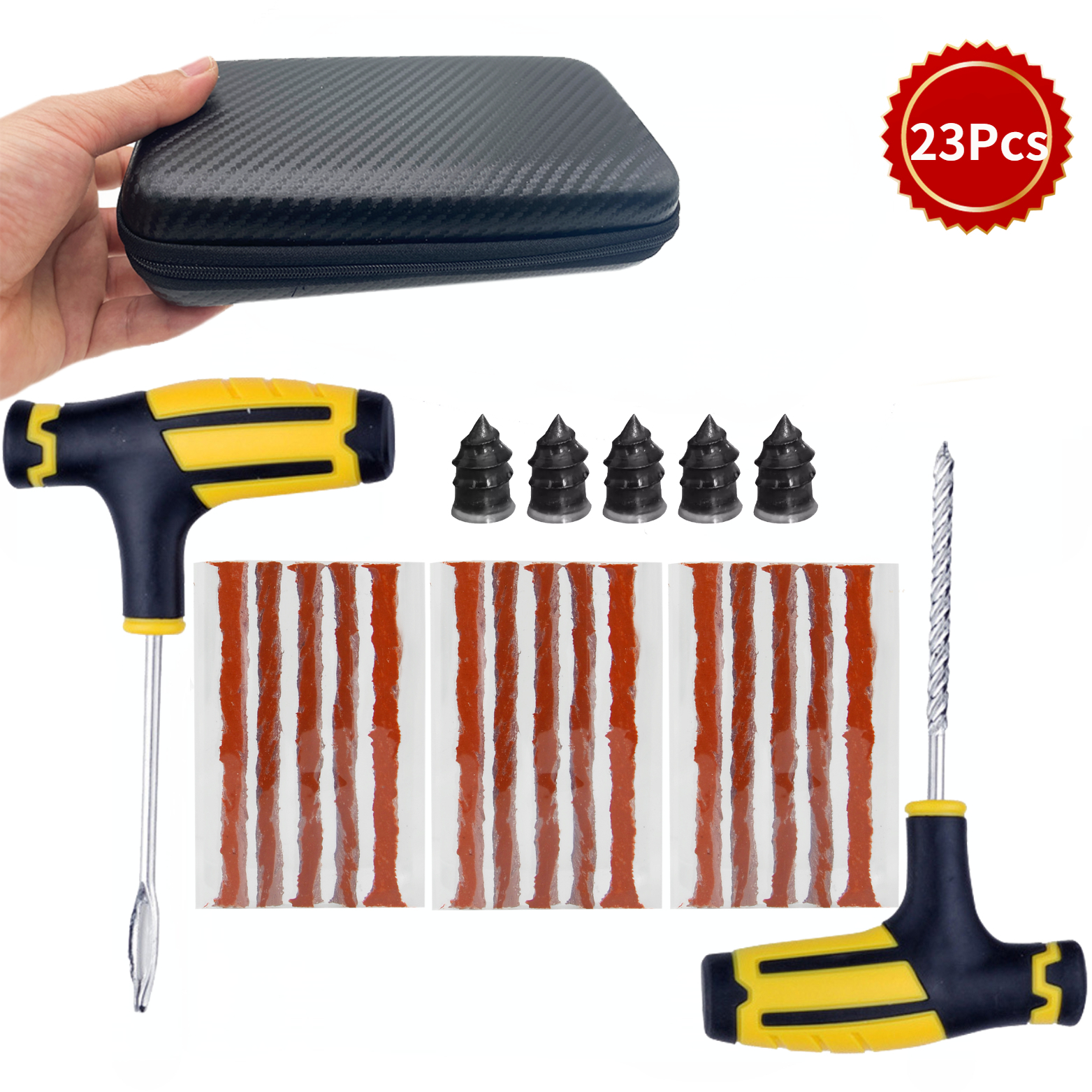 ZFOUEK Car Tire Repair Kit Puncture Plug Tools Tyre Puncture Emergency for Tire Strips Stirring Glue Repair Tool Kit: Red