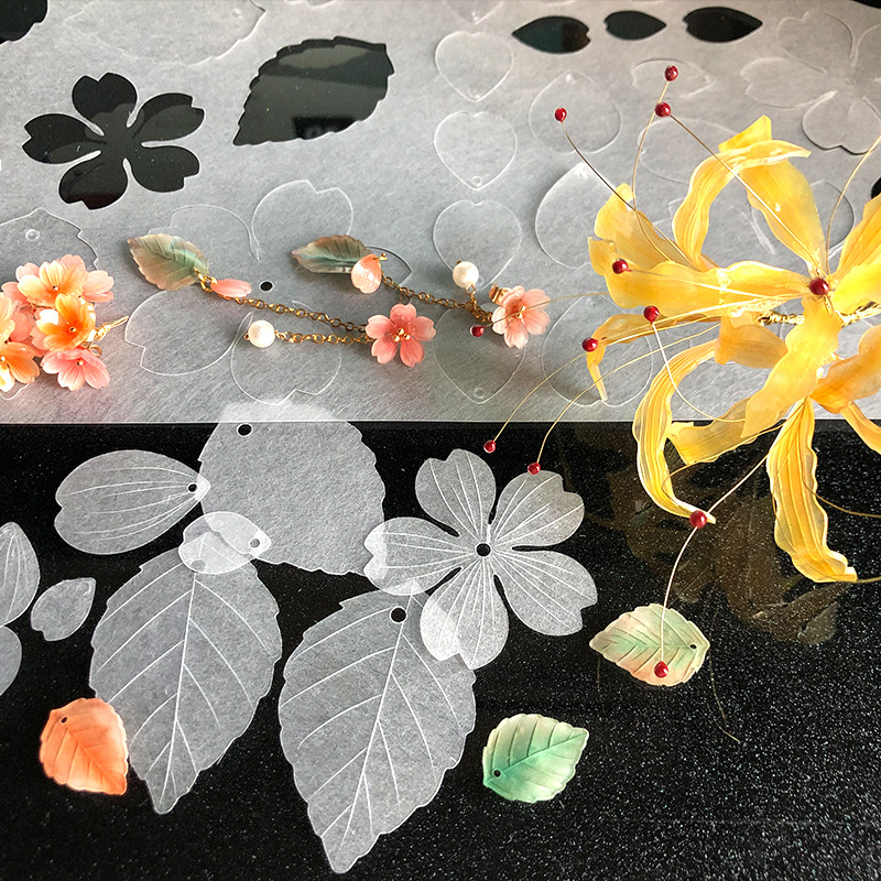 Lámina de plástico mágico translúcido imprimible de color de plomo pintado a mano sello de goma pendientes DIY gota pegamento