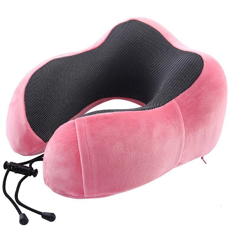 U Shaped Memory Foam Space Travel Neck Pillows Soft Slow Rebound Pillow Solid Neck Cervical Healthcare Bedding Wedge Pillow: Pink
