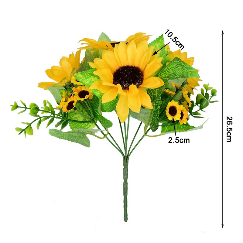 22 hoved/bundt solsikke buket kunstig silke gul tusindfryd blomst til hjemmet soveværelse havefest bryllup dekoration: Default Title