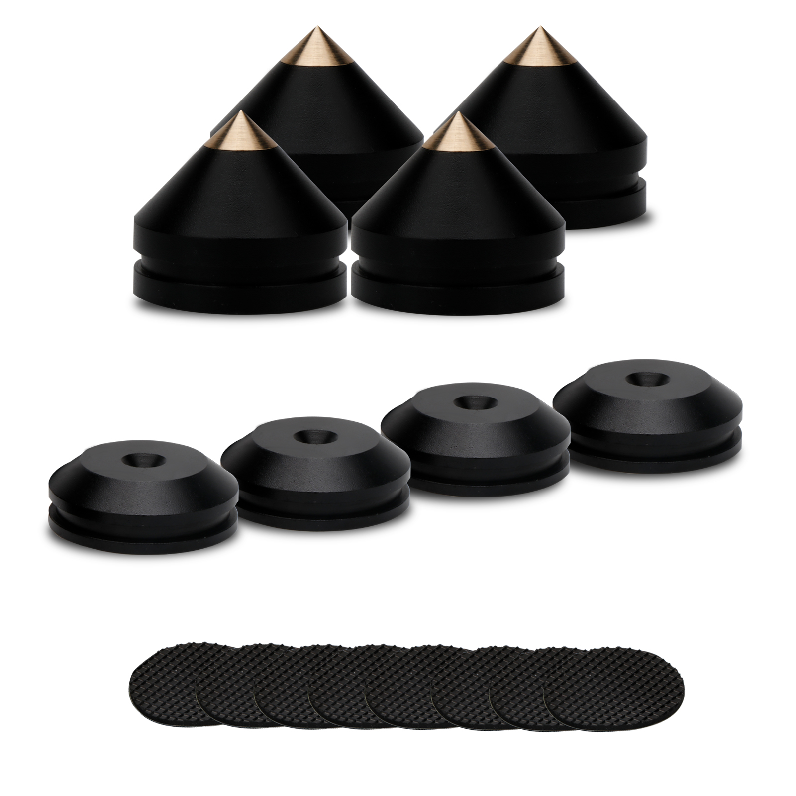 4Set Speaker Stand Feet Pad Aluminium Alloy Metal Spikes Cone Floor Foot Nail Speaker Noise Nial Amplifier Turntable Isolation: black / Bundle 2