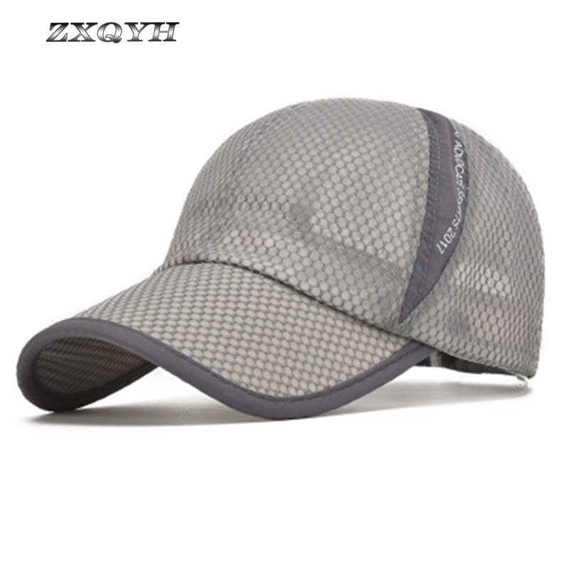 Zxqyh sommar vandring keps mesh berg camping sport hatt kvinnor baseball snapback svarta män kepsar löpning vandring fiske hatt kepsar