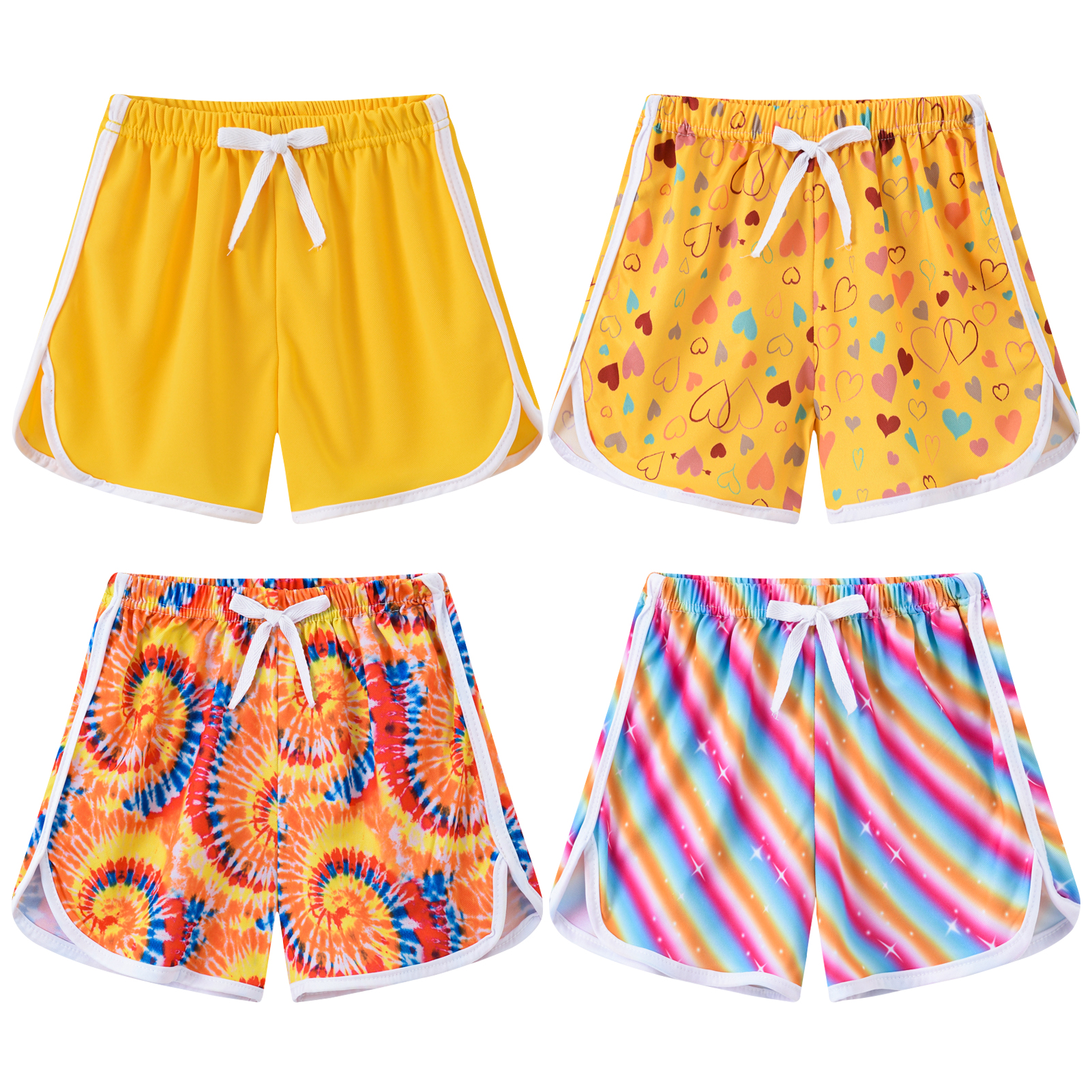 Shorts de plage pour enfants, pantalons de sport décontractés pour garçons et filles, culottes absorbant la transpiration imprimées, vêtements de natation quotidiens pour piscine, 4 pièces: 4pcs-Type 2 / 100