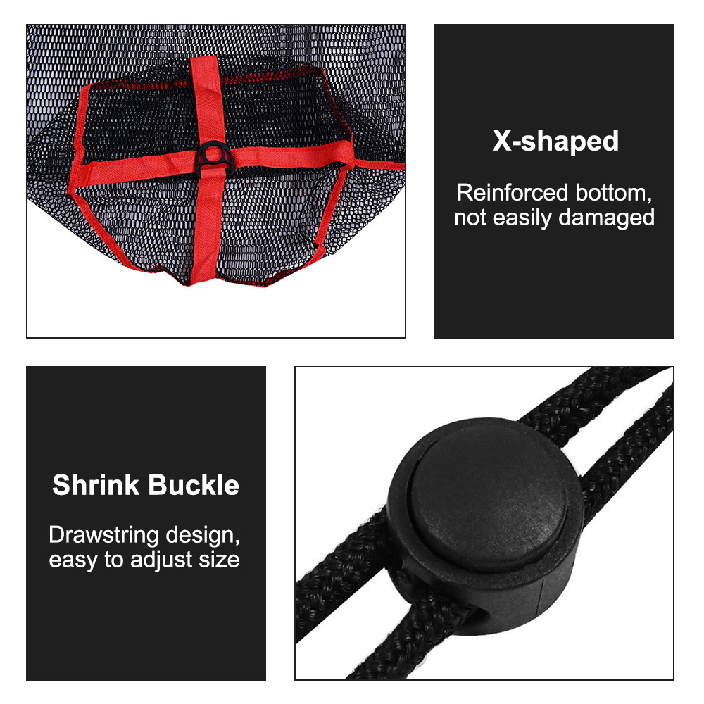 Foldbar fiskenetpose nylon lille gitterbur fiskenet bundt mund fiskeri levende fisk kurv mesh snøre bærbar taske