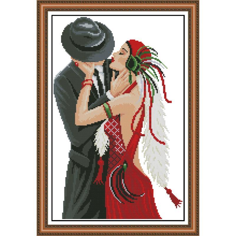 Kit de punto de cruz "el amor de las bailarinas de pareja", bordado de 14CT11CT, manualidades de costura hechas a mano
