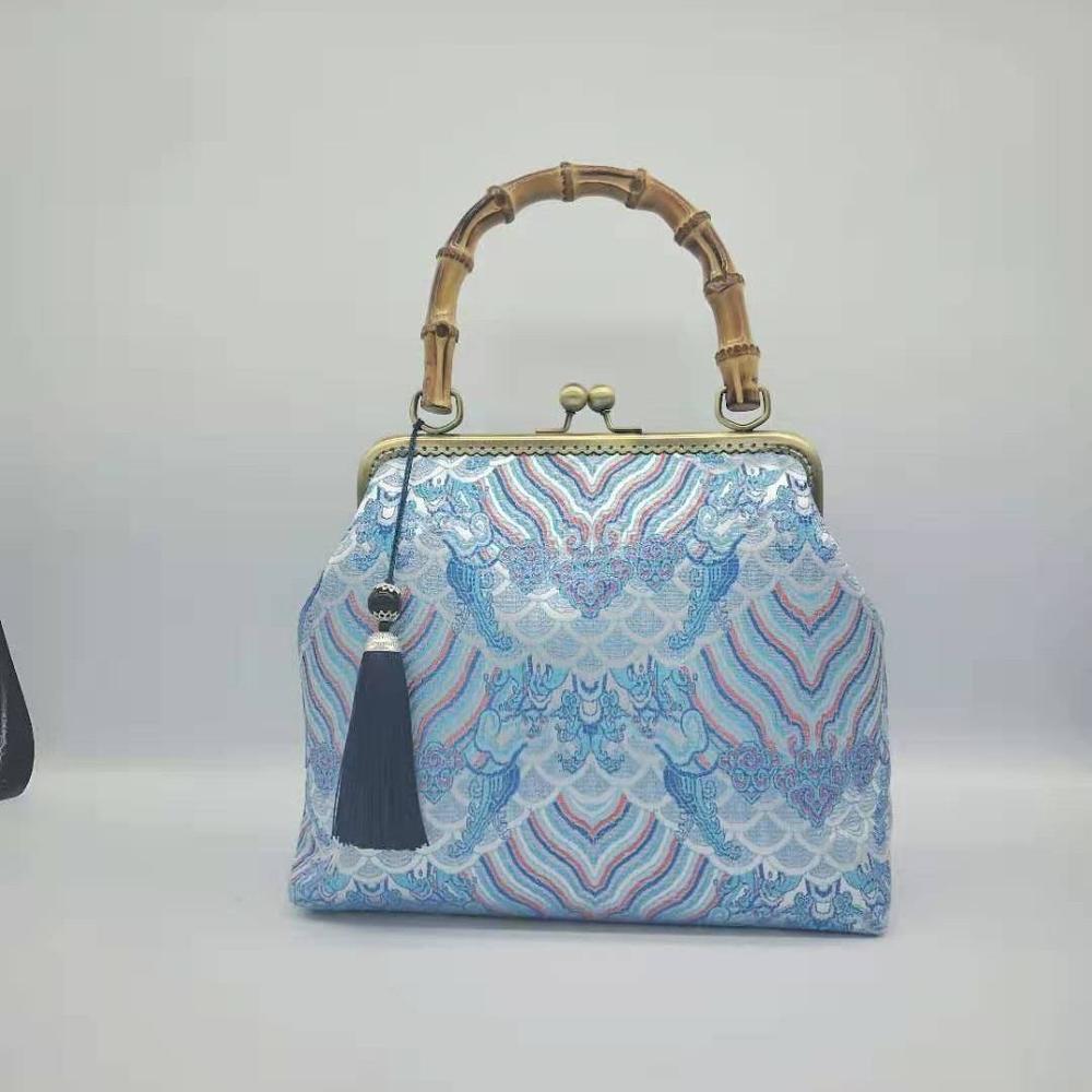 Unique Lock Shell Bags Wood Vintage Flowers Bag Chain Women Shoulder Crossbody Bag Pure Handmade Tote Women&#39;s Handbags: women bag 9