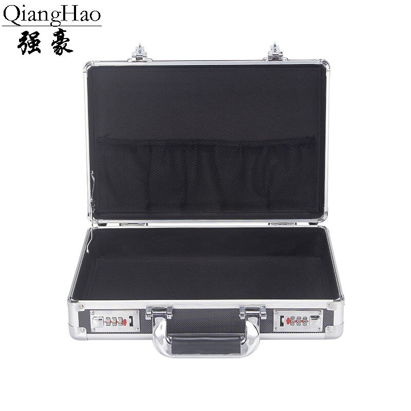 360*250*100mm Aluminum Alloy Portable Lock Box Toolbox Document Insurance Household Storage Box Metal Box with Lock Trumpet: Blakc