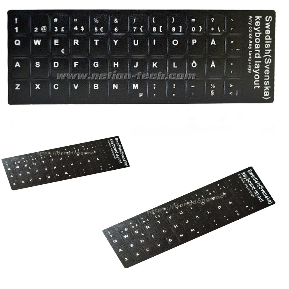 3 pegatinas de etiqueta de teclado sueco, pegatinas de teclado Svenska de plástico ecológico para ordenador portátil