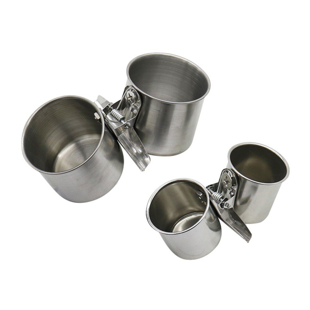 Comedero de acero inoxidable para aves, cuenco de agua para aves, soporte para jaula de loros, suministros para alimentación de aves, taza colgante para palomas, 1 ud.