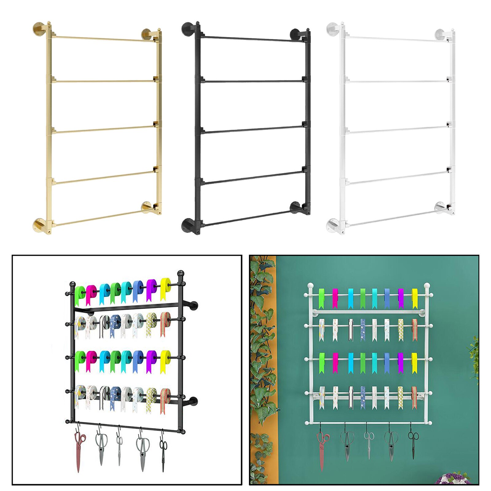Wire Spool Rack Wall Mount Embroidery Sewing Thread Ribbon Organizer Sewing Storage Ribbon Holder
