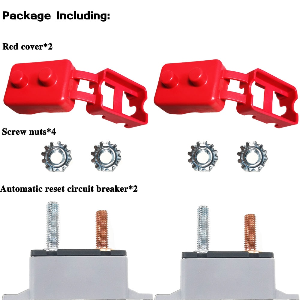 2 stk.  dc 12v - 24v automatisk nulstillingsafbryder sikringsbolt type 1 med dækselbolt til bilindustrien og mere