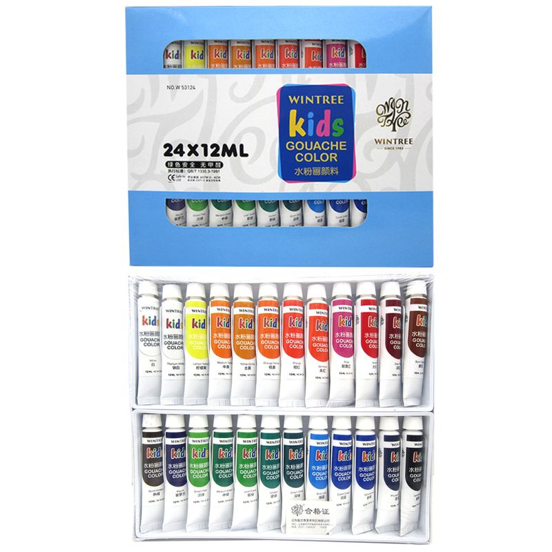 Gouache Paint Set 12 Vibrant Colors in Tubes Easy Convenient to Mix with Great Results: 24 Colors
