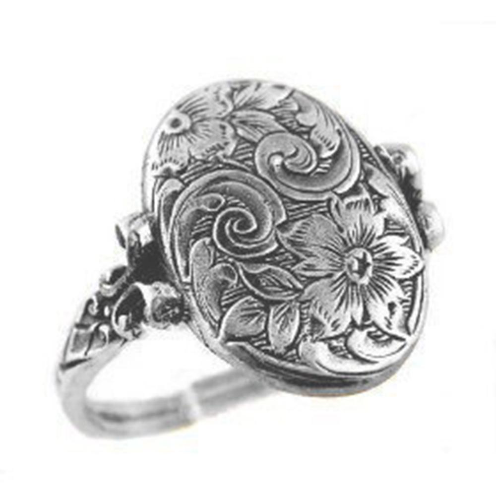 Anillo de compromiso único Retro para mujer, tallado de Color plata, de flores para aniversario de boda, joyería de compromiso: 8