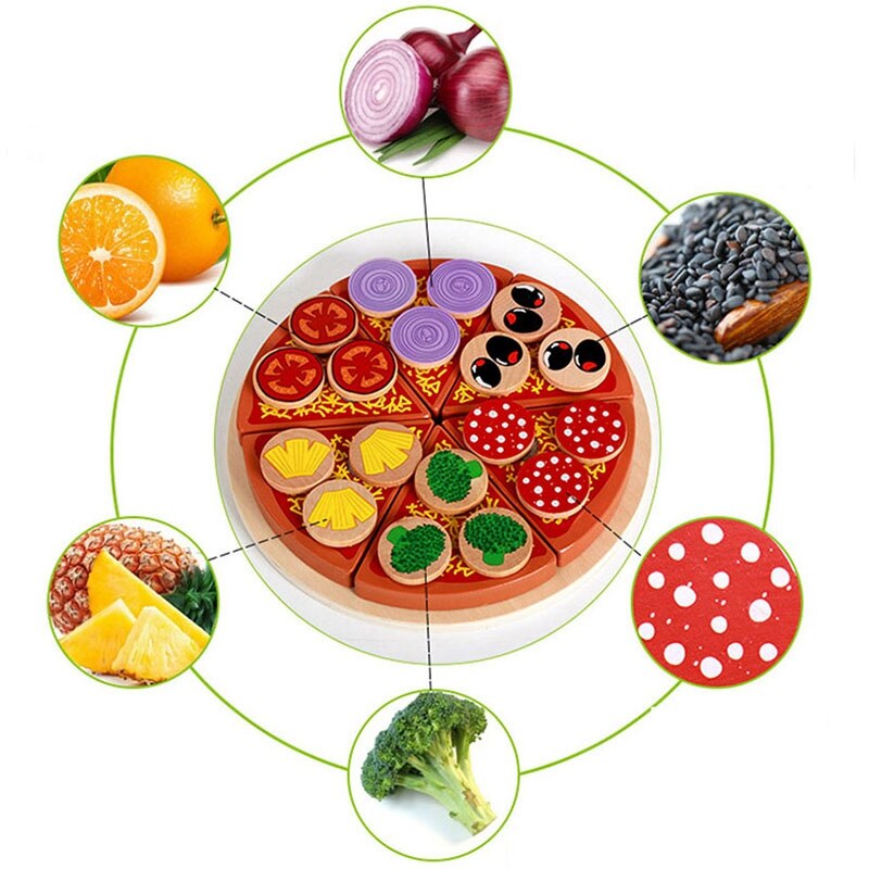 27Pcs Pizza Houten Speelgoed Voedsel Koken Simulatie Servies Kinderen Keuken Pretend Play Speelgoed Fruit Groente Met Servies