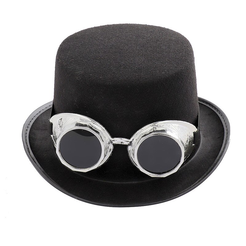 Carnival party steampunk round top Hat Festival Costumes cosplay Hat with retro glasses for Adult