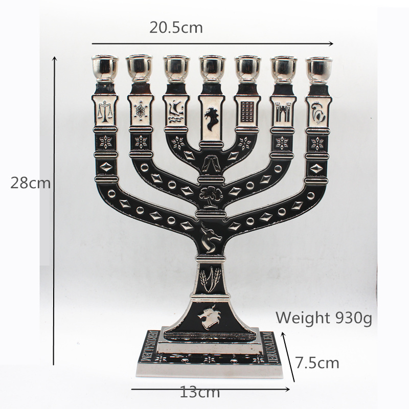 Candelabro Menorah de 7 ramas de Jesús, 12 iglesias, portavelas