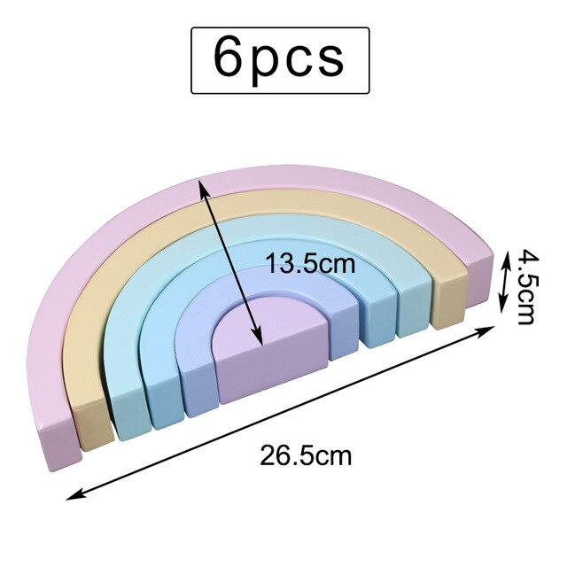 Kinderen Speelgoed Grote Rainbow Stacker Houten Speelgoed Voor Baby Regenboog Bouwstenen Montessori Educatief Speelgoed Kinderen: 6-C