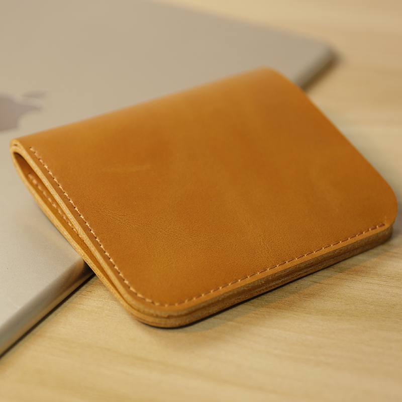 Männer retro Kurze Brieftasche Ultra-dünne Jahrgang Kleine Geldbörse Teilt Leder Kreditkarte Halfter Männlich Schlank Hochwertige Geld Tasche: Beige