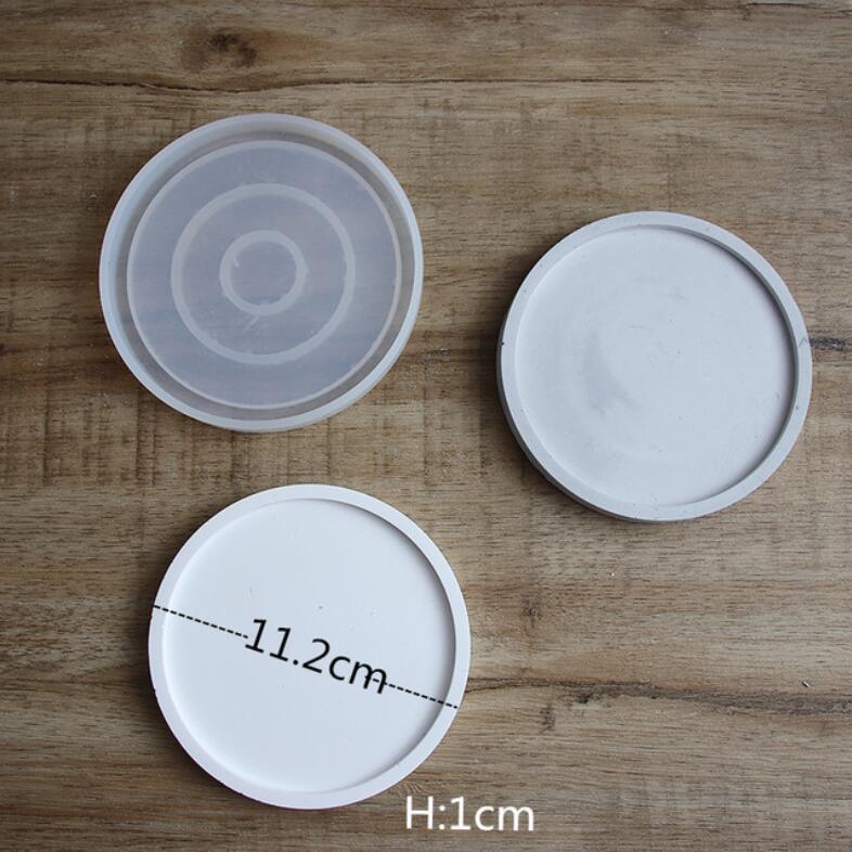 Round Square Flower Pot Concrete Planter Molds DIY Plaster Home Decor Succulent Plants Cement Clay Crafts Silicone Mould: Round Tray Mold