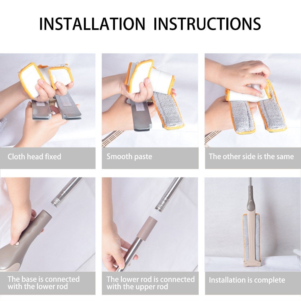 Easy Cleaning Household Mop Double Sided Non Hand Washing Flat Mop Wooden Floor Mop Dust Push Mop Home Cleaning Tools