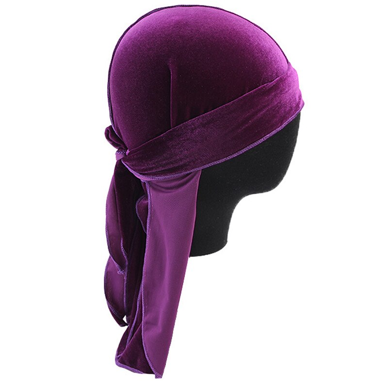 Women Breathable Velvet Turban Hat Durag Wigs Doo Headwrap Long Tail Pirate Caps Solid Color Women Hair Accessories
