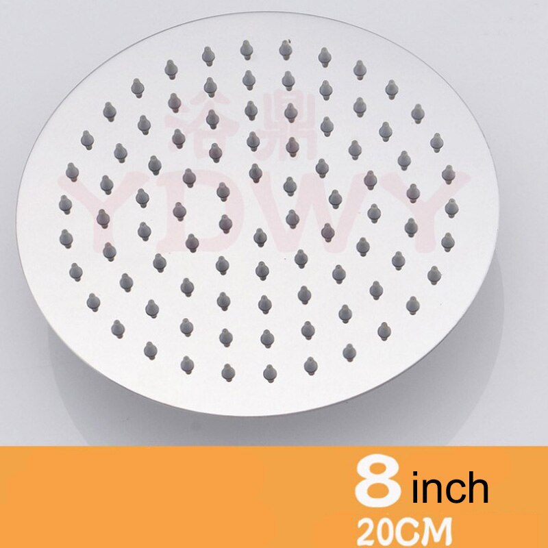 Top Douchekop Rainfull Waterbesparende Vierkante Ronde Ultra-Dunne Rvs Bad Tops Douche Voor Bathroon 6 "8" 10 "12Inch: 8 inch Shower Head