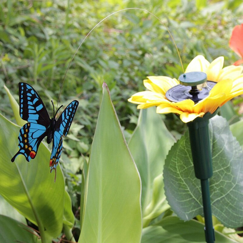 1x Tanzen Solar-/Batterie Sonnenblume mit schmetterling auf garten büscheln Garten Rasen Blumentopf Blumenbeet Dekoration Ornament Farbe