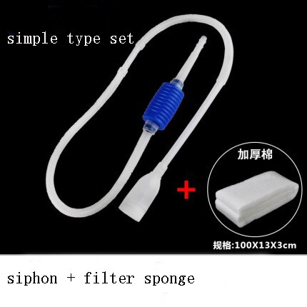 Fish tank aquarium siphon sponge filter with water valve aquarium cleaner 1pc