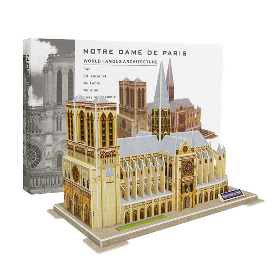 Grote Maat 3D Wereld Architectuur Puzzels Intellectuele Ontwikkeling Papier Diy Attracties Souvenirs Kids Speelgoed: Notre Dame de Paris
