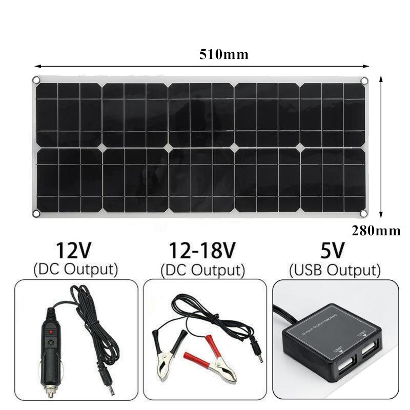100W Solar Panel Set Solar Panel + MPPT Solar Charger Controller PWM LCD Display Dual USB Port Portable Phone Power Supply