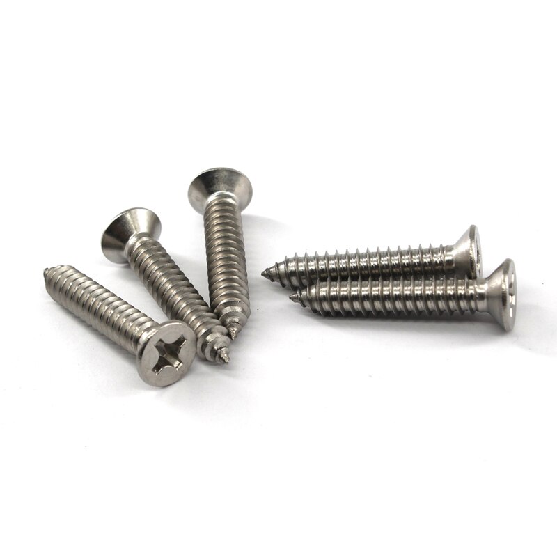 (30 Pieces) M6 Phillips Screws 304 Stainless Steel Flat Head Self Tapping Screws 12/16/20/25/30/35/40/45/50/55/60mm