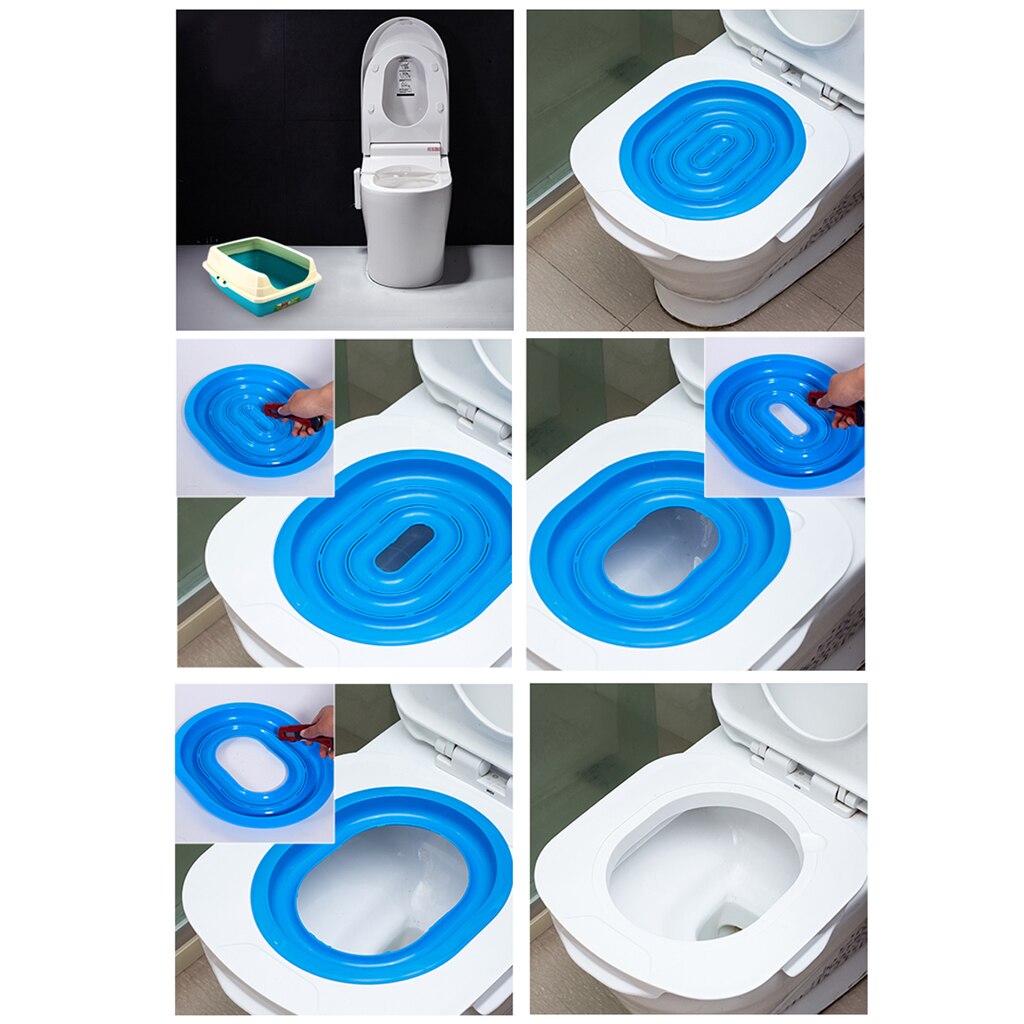 Plastic Cat Toilet Training Kit Pets Potty Urinal Litter Tray Easy to Learn Blue Cat Potty Kittty Litter Trainer System Kit