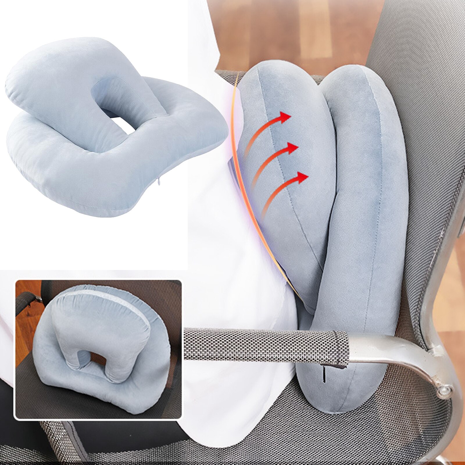 Multi-Functional Octopus Nap Pillow Neck Protector Support for Camping Desk: light blue