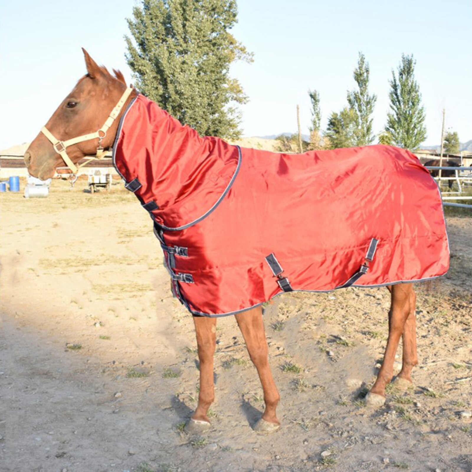 Sábana de caballo, abrigo de manta de poni, calentador de caballos ajustable a prueba de nieve