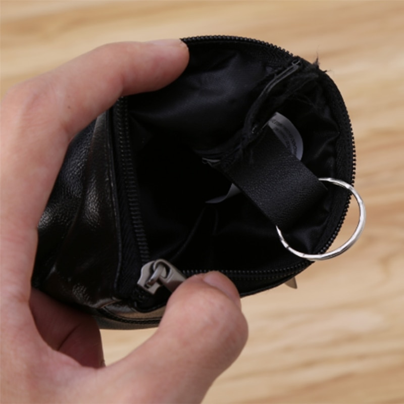 Men Women Card Coin Key Soft Holder Zip Leather Wallet Pouch Bag Purse Black Mini Coin Holders