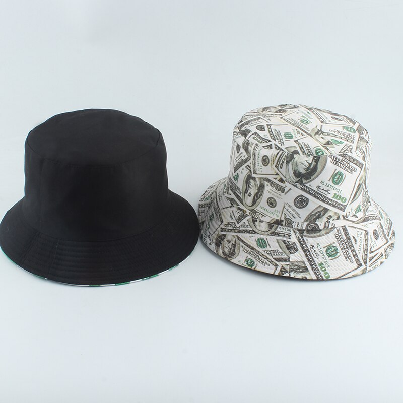 Dollar Print Fishing Cap Bob Chapeau Femme Reversible Bucket Hat Men Fishing Bucket Hats For Women Harajuku Hip Hop gorro