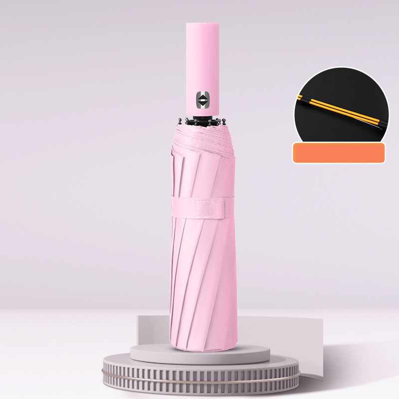 Ombrello automatico Xiaomi 24 Bone tinta unita leggero pieghevole parasole esterno di grande formato protezione UV ombrello automatico: Colore rosa