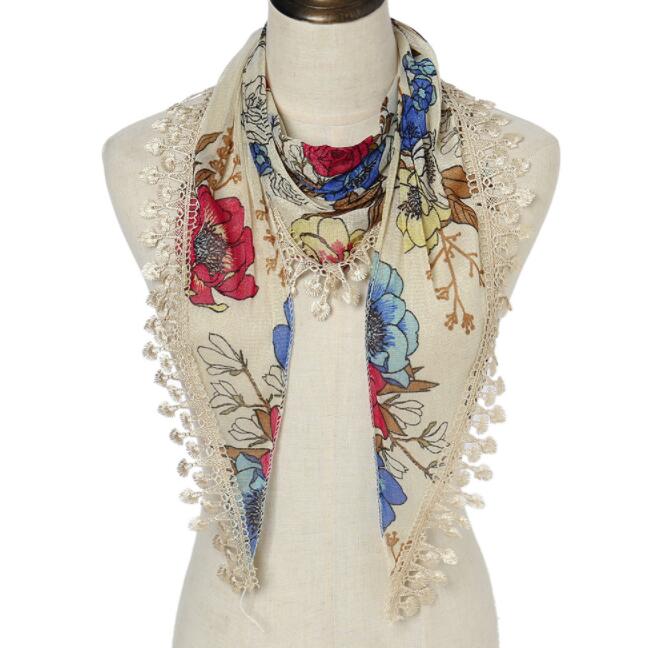 Women Triangle Wrap Lady Shawl Colorful Lace Scarf Female Tassel Shawls Scarves Spring Summer Photo Props Accessories