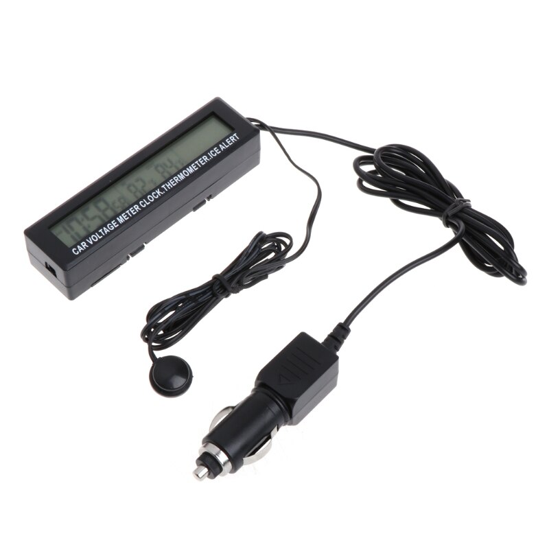 Digitale Lcd Klok Auto Voltmeter Thermometer Batterij Voltage Temprerature Monitor 12 V/24 V Voor Auto Accessoires