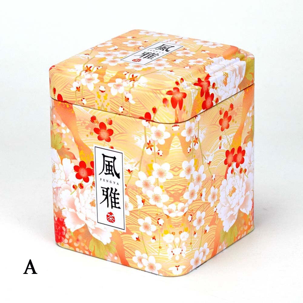 Mini blikken opbergdoos kleine koffie thee opbergpot vierkante verzegelde theebladeren ijzeren verpakkingsdoos chinese stijl container blikken: A
