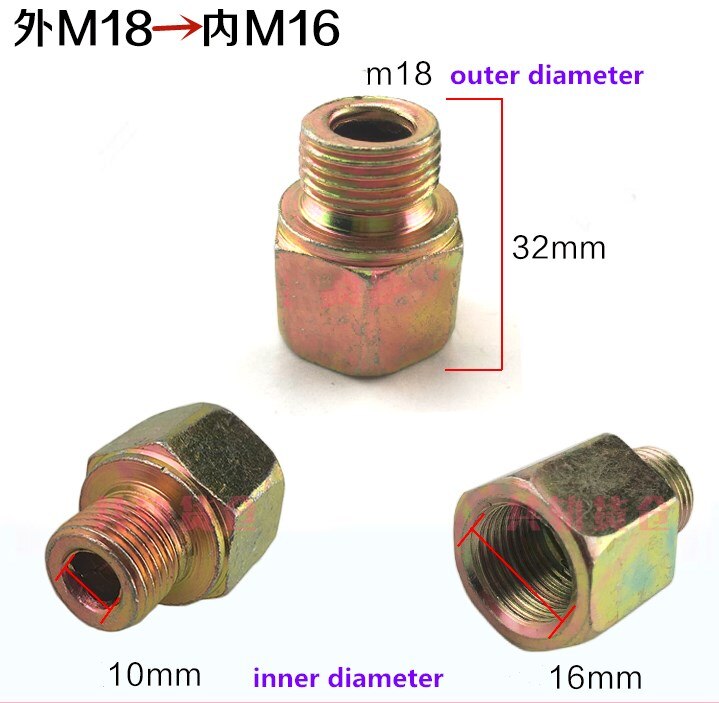 ! Tubing conversion joints, high-pressure tubing conversion interface, test-tubing adapter: M18-M16